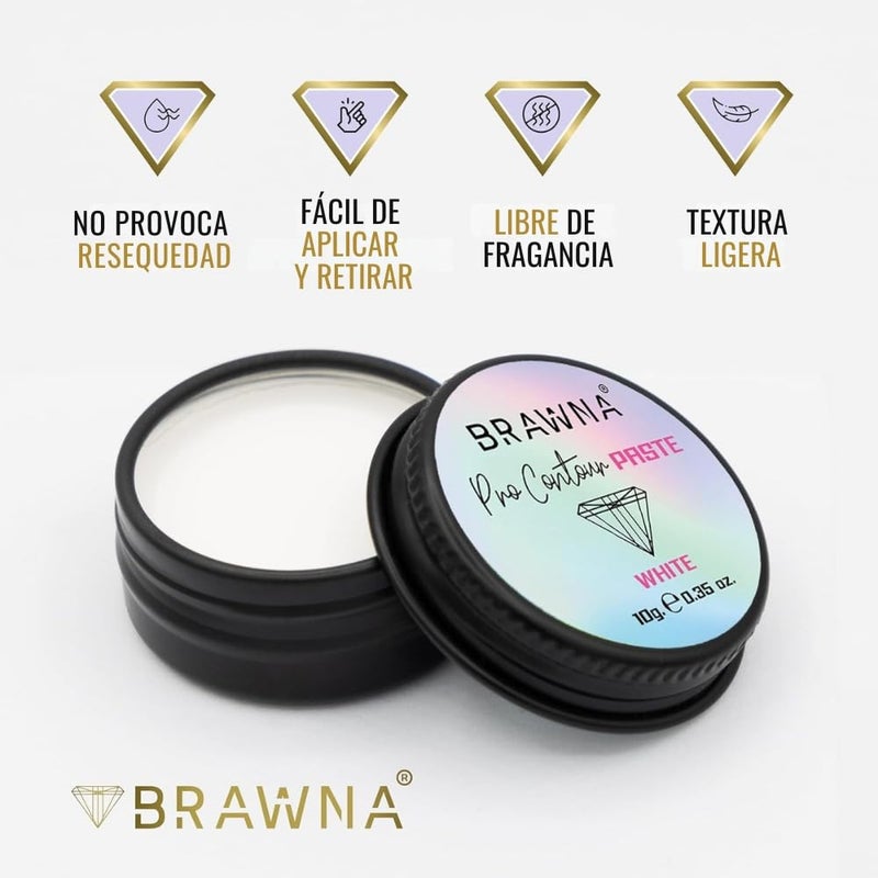 براونا معجون براونا برو كونتور الأبيض لتحديد الحواجب والشفاه - خافي عيوب أبيض للمكياج الدائم، وحناء الحواجب، والتصفيف، والتلوين - Image 3